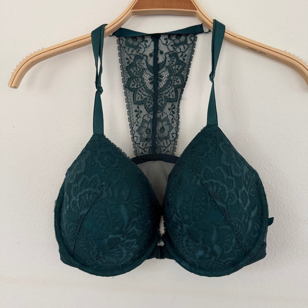 Victorias Secret Very Sexy Lined Demi Bra 34DDD Emerald Green Lace Racerback